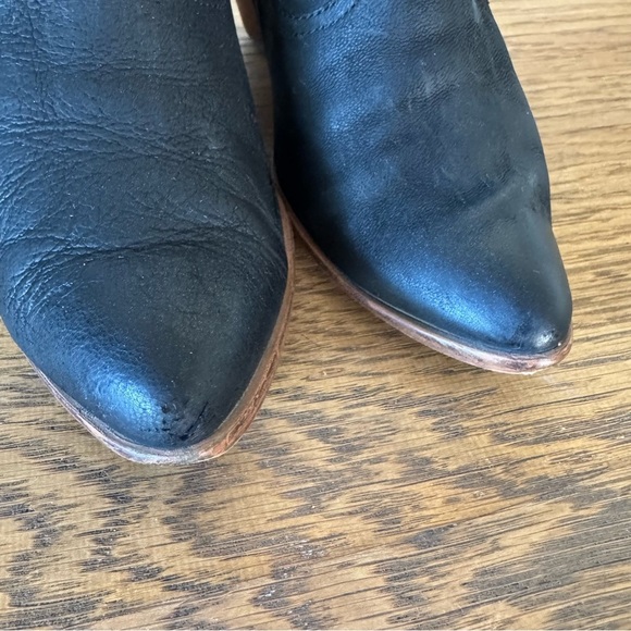 frye regina womens size 7.5 shoes black leather side zip wedge ankle booties - Picture 6 of 12